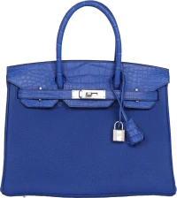 Hermes Birkin 30 Bleu Royal Matte Alligator and Togo Touch Palladium Hardware Hermes Birkin 30 Bleu Royal Matte Alligator and Togo Touch Palladium Hardware