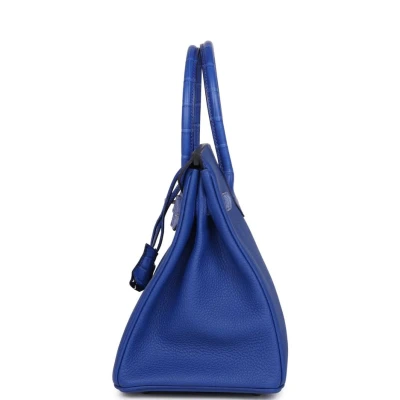 Hermes Birkin 30 Bleu Royal Matte Alligator and Togo Touch Palladium Hardware Hermes Birkin 30 Bleu Royal Matte Alligator and Togo Touch Palladium Hardware