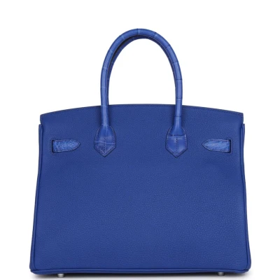 Hermes Birkin 30 Bleu Royal Matte Alligator and Togo Touch Palladium Hardware Hermes Birkin 30 Bleu Royal Matte Alligator and Togo Touch Palladium Hardware