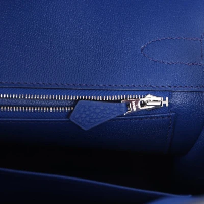 Hermes Birkin 30 Bleu Royal Matte Alligator and Togo Touch Palladium Hardware Hermes Birkin 30 Bleu Royal Matte Alligator and Togo Touch Palladium Hardware