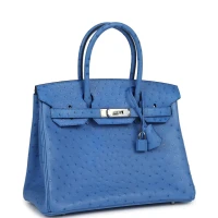Hermes Birkin 30 Bleuet Ostrich Palladium Hardware