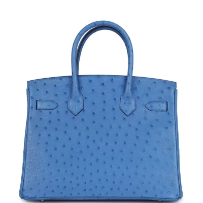 Hermes Birkin 30 Bleuet Ostrich Palladium Hardware