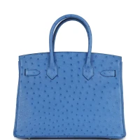 Hermes Birkin 30 Bleuet Ostrich Palladium Hardware