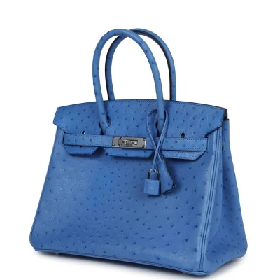 Hermes Birkin 30 Bleuet Ostrich Palladium Hardware