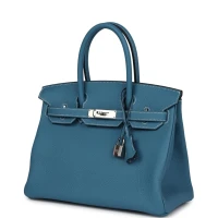 Hermes Birkin 30 Blue Jean Togo Palladium Hardware