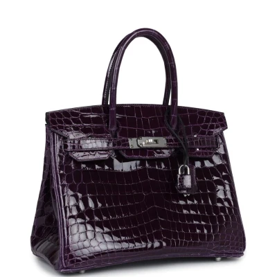 Hermes Birkin 30 Cassis Shiny Crocodile Niloticus Palladium Hardware Hermes Birkin 30 Cassis Shiny Crocodile Niloticus Palladium Hardware