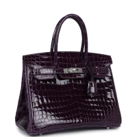 Hermes Birkin 30 Cassis Shiny Crocodile Niloticus Palladium Hardware Hermes Birkin 30 Cassis Shiny Crocodile Niloticus Palladium Hardware