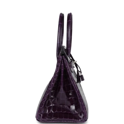 Hermes Birkin 30 Cassis Shiny Crocodile Niloticus Palladium Hardware Hermes Birkin 30 Cassis Shiny Crocodile Niloticus Palladium Hardware