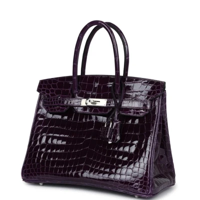 Hermes Birkin 30 Cassis Shiny Crocodile Niloticus Palladium Hardware Hermes Birkin 30 Cassis Shiny Crocodile Niloticus Palladium Hardware