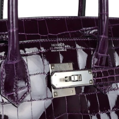 Hermes Birkin 30 Cassis Shiny Crocodile Niloticus Palladium Hardware Hermes Birkin 30 Cassis Shiny Crocodile Niloticus Palladium Hardware