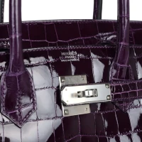 Hermes Birkin 30 Cassis Shiny Crocodile Niloticus Palladium Hardware Hermes Birkin 30 Cassis Shiny Crocodile Niloticus Palladium Hardware
