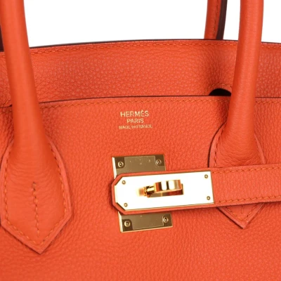 Hermes Birkin 30 Feu Togo Gold Hardware Hermes Birkin 30 Feu Togo Gold Hardware