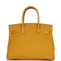 Hermes Birkin 30 Jaune Ambre Shiny Niloticus Crocodile and Togo Touch Palladium Hardware Hermes Birkin 30 Jaune Ambre Shiny Niloticus Crocodile and Togo Touch Palladium Hardware