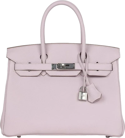 Hermes Birkin 30 Mauve Pale Clemence Palladium Hardware Hermes Birkin 30 Mauve Pale Clemence Palladium Hardware