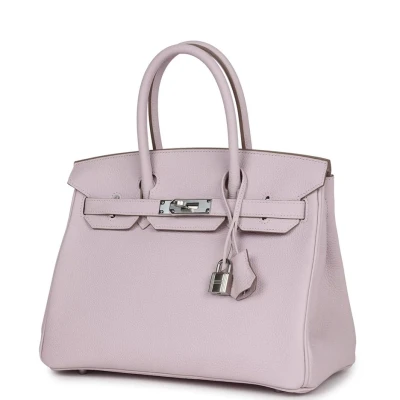 Hermes Birkin 30 Mauve Pale Clemence Palladium Hardware Hermes Birkin 30 Mauve Pale Clemence Palladium Hardware