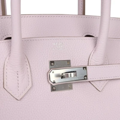 Hermes Birkin 30 Mauve Pale Clemence Palladium Hardware Hermes Birkin 30 Mauve Pale Clemence Palladium Hardware