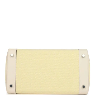 Hermes Birkin 30 Nata Swift and Jaune Poussin Toile Palladium Hardware Hermes Birkin 30 Nata Swift and Jaune Poussin Toile Palladium Hardware