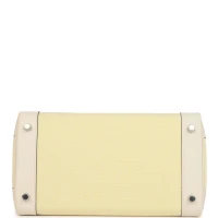 Hermes Birkin 30 Nata Swift and Jaune Poussin Toile Palladium Hardware Hermes Birkin 30 Nata Swift and Jaune Poussin Toile Palladium Hardware