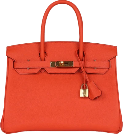 Hermes Birkin 30 Orange Poppy Clemence Gold Hardware Hermes Birkin 30 Orange Poppy Clemence Gold Hardware