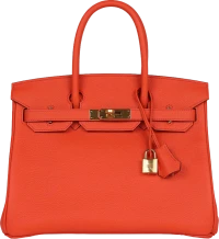 Hermes Birkin 30 Orange Poppy Clemence Gold Hardware Hermes Birkin 30 Orange Poppy Clemence Gold Hardware