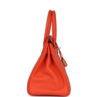 Hermes Birkin 30 Orange Poppy Clemence Gold Hardware Hermes Birkin 30 Orange Poppy Clemence Gold Hardware