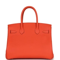 Hermes Birkin 30 Orange Poppy Clemence Gold Hardware Hermes Birkin 30 Orange Poppy Clemence Gold Hardware