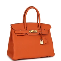 Hermes Birkin 30 Orange Togo Gold Hardware Hermes Birkin 30 Orange Togo Gold Hardware