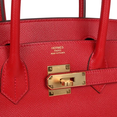 Hermes Birkin 30 Rouge Casaque Epsom Gold Hardware Hermes Birkin 30 Rouge Casaque Epsom Gold Hardware