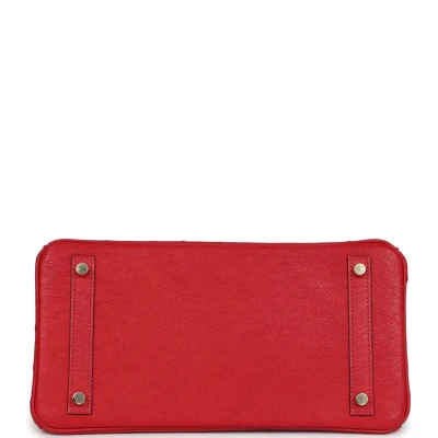 Hermes Birkin 30 Rouge Vif Ostrich Gold Hardware