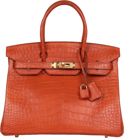 Hermes Birkin 30 Sanguine Matte Alligator Gold Hardware Hermes Birkin 30 Sanguine Matte Alligator Gold Hardware