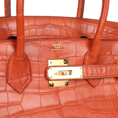 Hermes Birkin 30 Sanguine Matte Alligator Gold Hardware Hermes Birkin 30 Sanguine Matte Alligator Gold Hardware