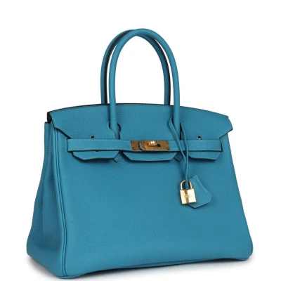 Hermes Birkin 30 Turquoise Togo Gold Hardware Hermes Birkin 30 Turquoise Togo Gold Hardware