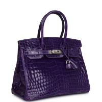 Hermes Birkin 30 Ultraviolet Shiny Niloticus Crocodile Palladium Hardware Hermes Birkin 30 Ultraviolet Shiny Niloticus Crocodile Palladium Hardware