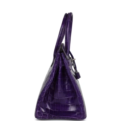 Hermes Birkin 30 Ultraviolet Shiny Niloticus Crocodile Palladium Hardware Hermes Birkin 30 Ultraviolet Shiny Niloticus Crocodile Palladium Hardware