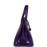 Hermes Birkin 30 Ultraviolet Shiny Niloticus Crocodile Palladium Hardware Hermes Birkin 30 Ultraviolet Shiny Niloticus Crocodile Palladium Hardware