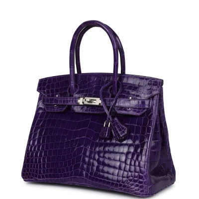 Hermes Birkin 30 Ultraviolet Shiny Niloticus Crocodile Palladium Hardware Hermes Birkin 30 Ultraviolet Shiny Niloticus Crocodile Palladium Hardware