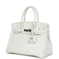 Hermes Birkin 30 White Clemence Palladium Hardware Hermes Birkin 30 White Clemence Palladium Hardware