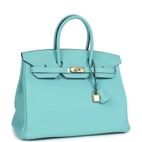Hermes Birkin 35 Bleu Atoll Togo Gold Hardware Hermes Birkin 35 Bleu Atoll Togo Gold Hardware