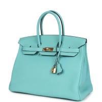 Hermes Birkin 35 Bleu Atoll Togo Gold Hardware Hermes Birkin 35 Bleu Atoll Togo Gold Hardware