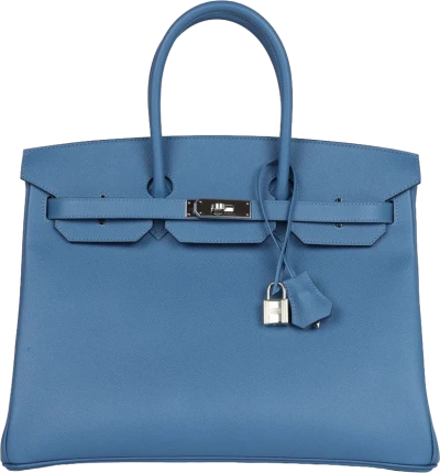 Hermes Birkin 35 Bleu Azur Epsom Palladium Hardware Hermes Birkin 35 Bleu Azur Epsom Palladium Hardware