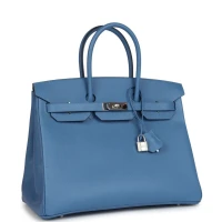 Hermes Birkin 35 Bleu Azur Epsom Palladium Hardware Hermes Birkin 35 Bleu Azur Epsom Palladium Hardware