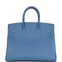 Hermes Birkin 35 Bleu Azur Epsom Palladium Hardware Hermes Birkin 35 Bleu Azur Epsom Palladium Hardware
