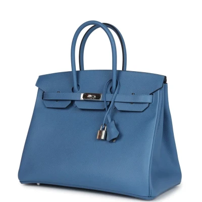 Hermes Birkin 35 Bleu Azur Epsom Palladium Hardware Hermes Birkin 35 Bleu Azur Epsom Palladium Hardware