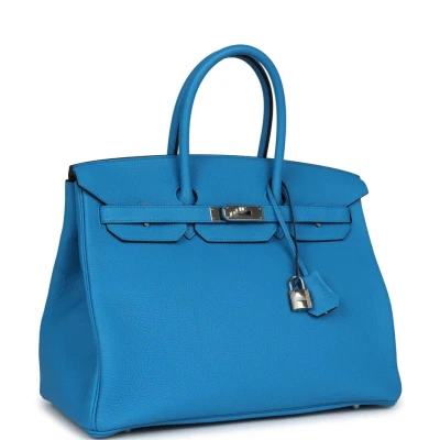 Hermes Birkin 35 Bleu Zanzibar Verso Togo Palladium Hardware Hermes Birkin 35 Bleu Zanzibar Verso Togo Palladium Hardware
