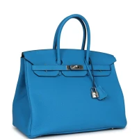 Hermes Birkin 35 Bleu Zanzibar Verso Togo Palladium Hardware Hermes Birkin 35 Bleu Zanzibar Verso Togo Palladium Hardware
