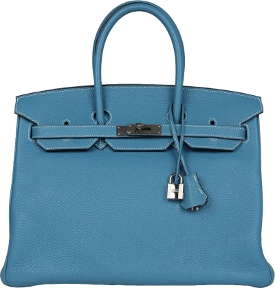 Hermes Birkin 35 Blue Jean Clemence Palladium Hardware Hermes Birkin 35 Blue Jean Clemence Palladium Hardware