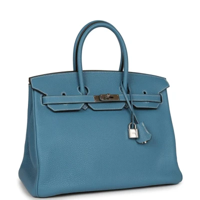 Hermes Birkin 35 Blue Jean Clemence Palladium Hardware Hermes Birkin 35 Blue Jean Clemence Palladium Hardware
