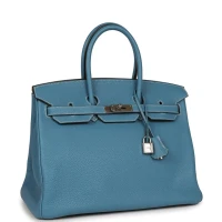 Hermes Birkin 35 Blue Jean Clemence Palladium Hardware Hermes Birkin 35 Blue Jean Clemence Palladium Hardware
