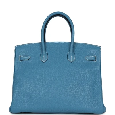 Hermes Birkin 35 Blue Jean Clemence Palladium Hardware Hermes Birkin 35 Blue Jean Clemence Palladium Hardware