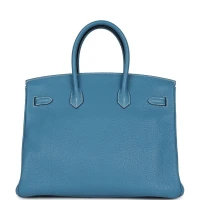Hermes Birkin 35 Blue Jean Clemence Palladium Hardware Hermes Birkin 35 Blue Jean Clemence Palladium Hardware